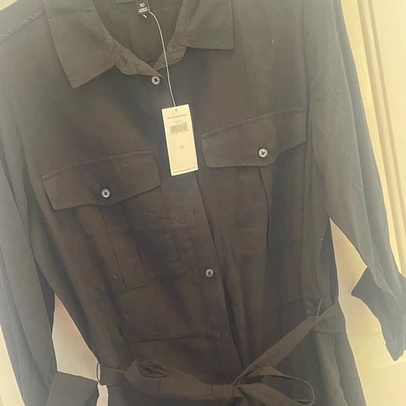 NWT Banana Republic Black Button-Up Shirt Dress - Picture 3 of 3